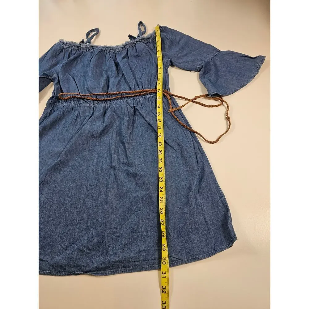Justice girls juniors size 16 chambray dress church casual denim EUC comfort #